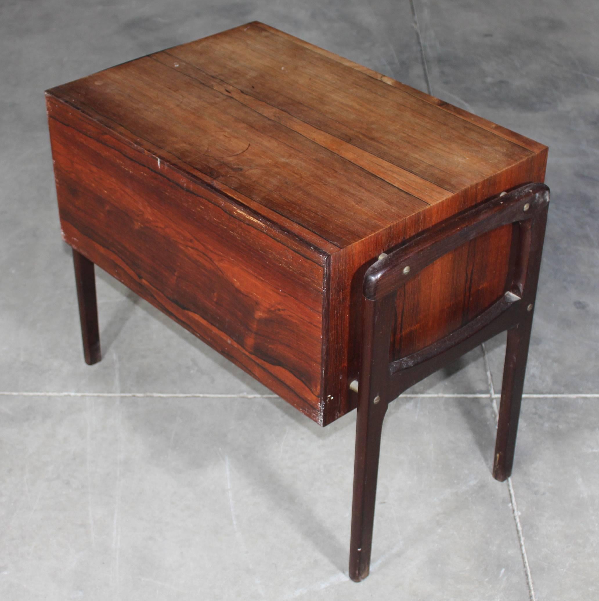 Norwegian 1950s, Vintage Scandinavian Rosewood Side Table with Four Drawers