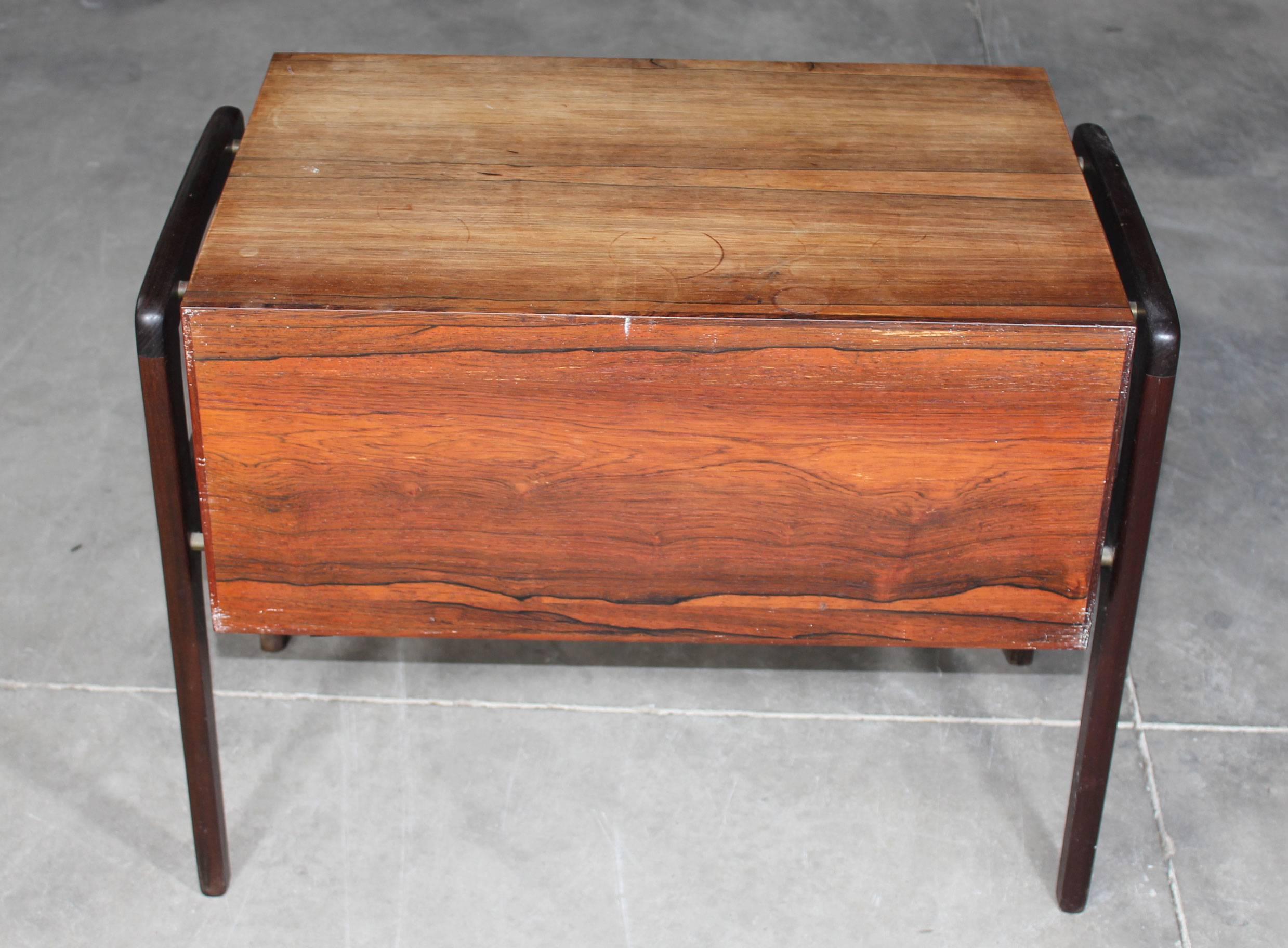 Scandinavian Modern 1950s, Vintage Scandinavian Rosewood Side Table with Four Drawers