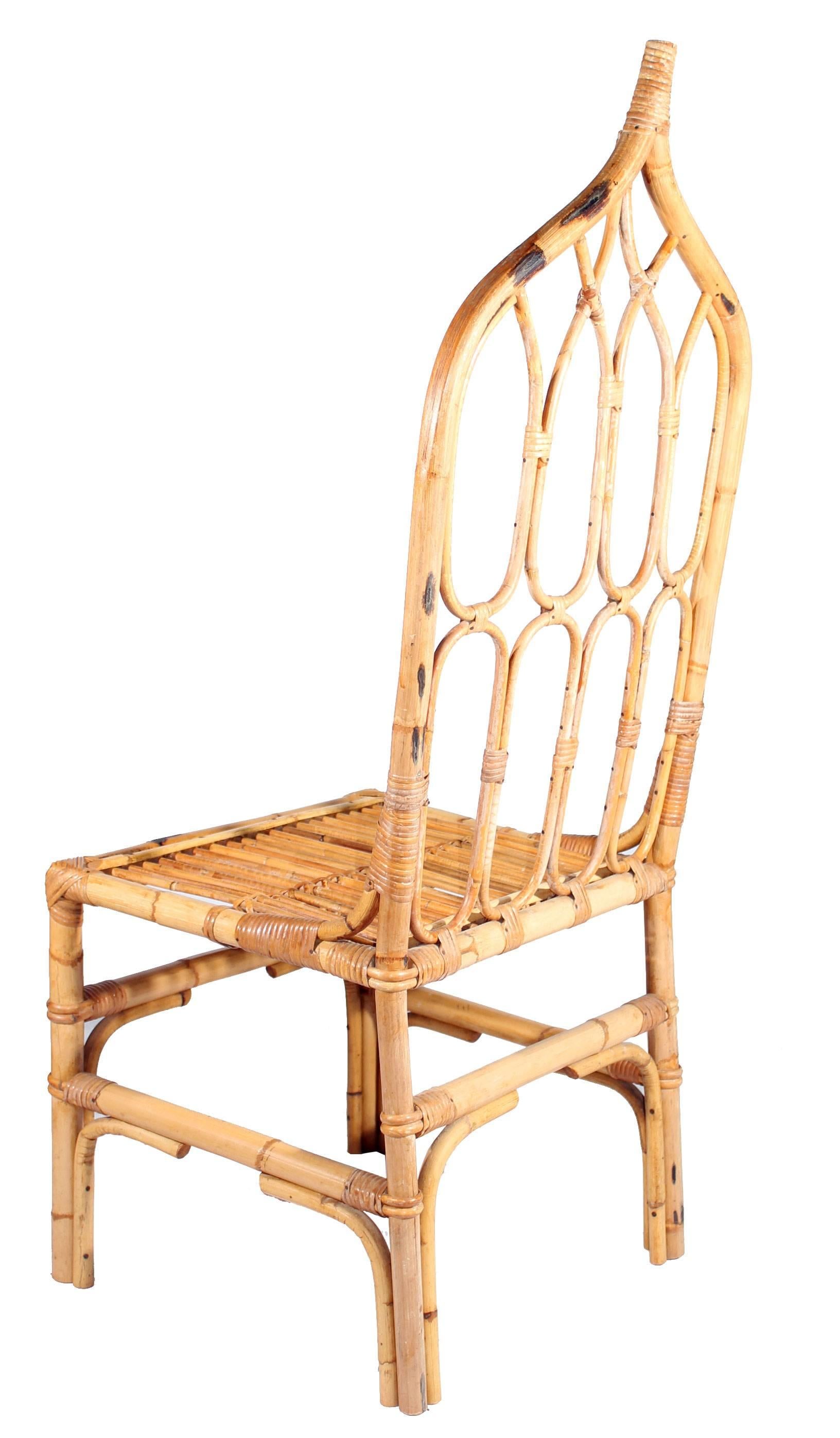 Late 20th Century 1970s Set of Six Bamboo Chairs