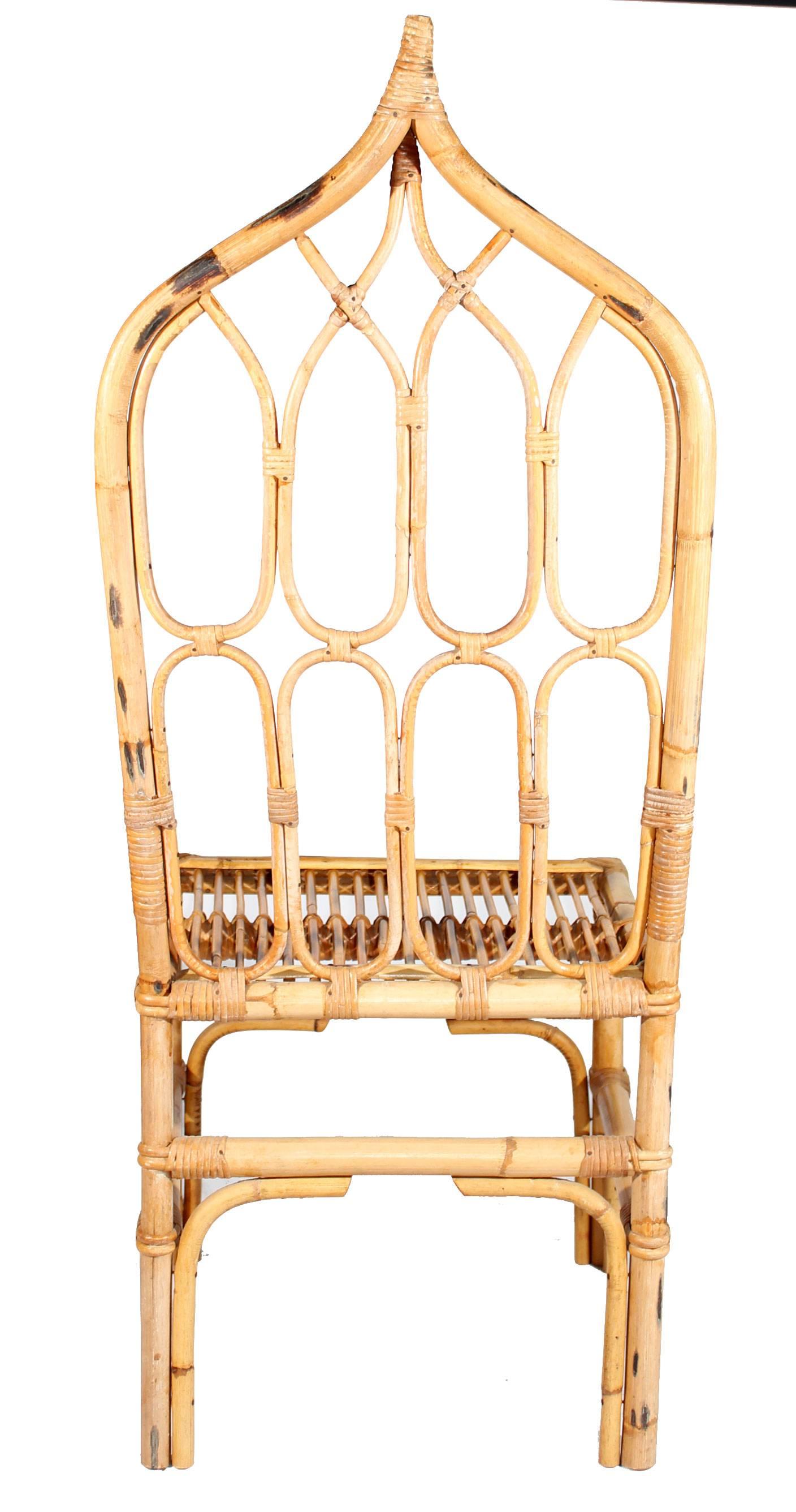 1970s Set of Six Bamboo Chairs 1