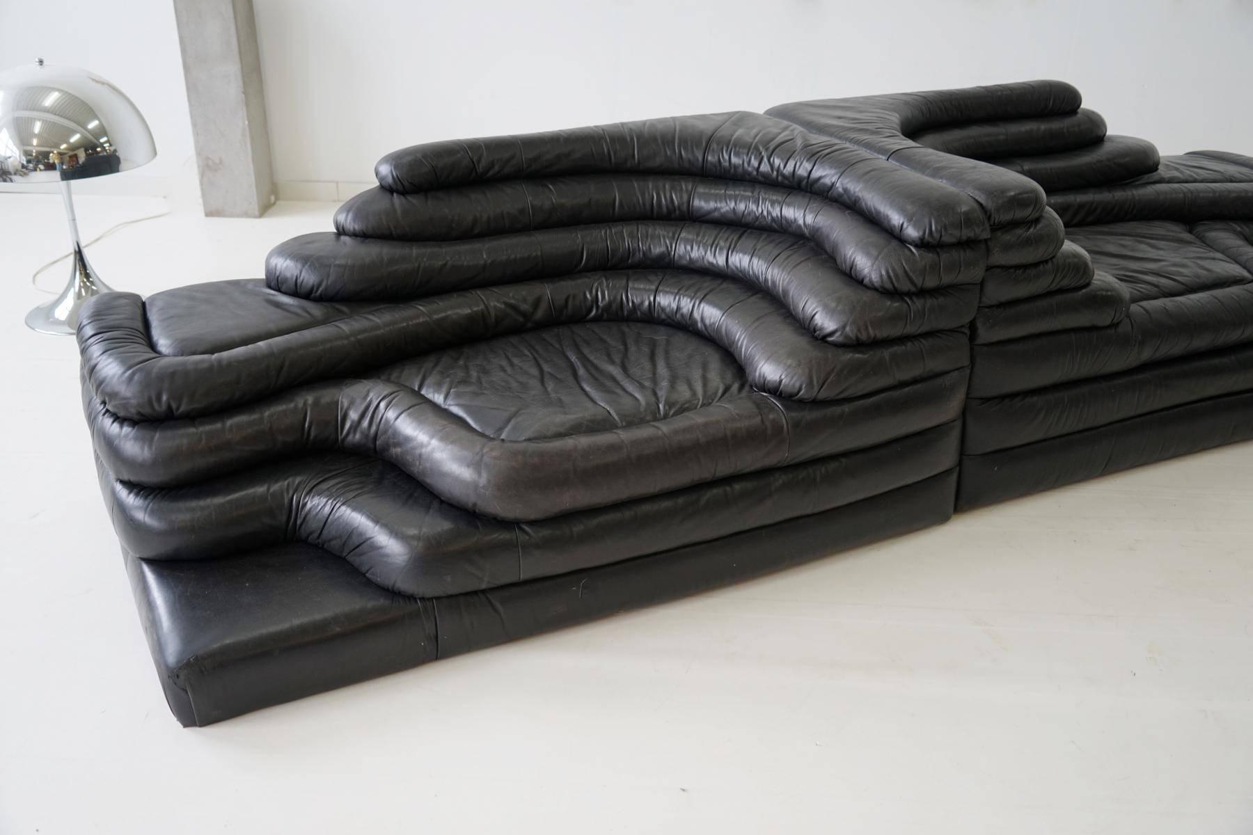 Original Leather Pair of DS 1025 Terrazza by Ubald Klug De Sede Lounge Sofa Cana In Good Condition In Telgte, DE