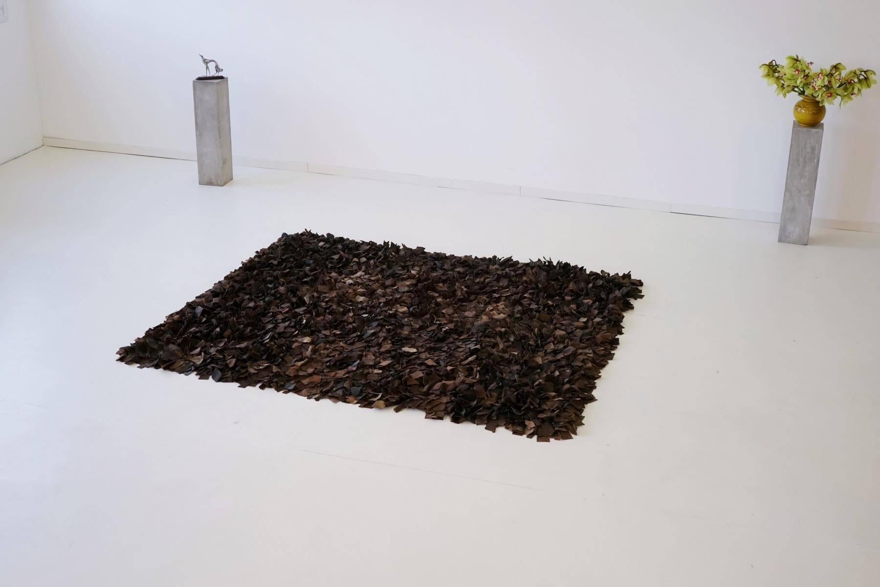 Hand-Loomed Leather Carpet by Jack Lenor Larsen for Harry Flitterman 2