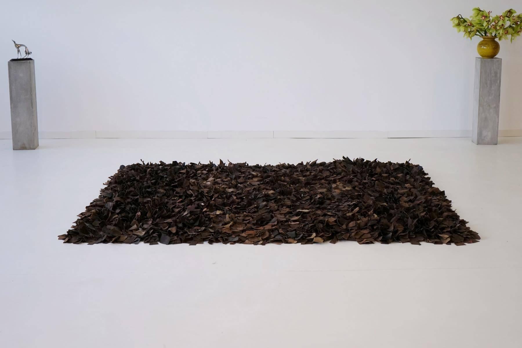 Handgewobener Lederteppich von Jack Lenor Larsen für Harry Flitterman (Moderne der Mitte des Jahrhunderts)