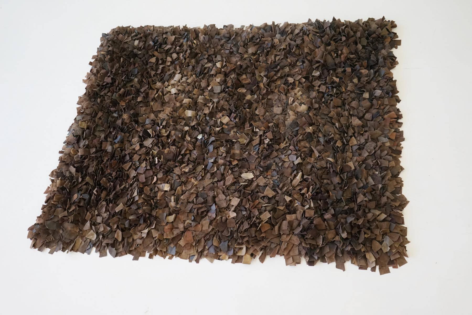 Hand-Loomed Leather Carpet by Jack Lenor Larsen for Harry Flitterman In Good Condition In Telgte, DE