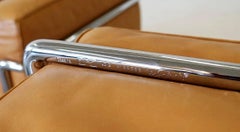 Original Le Corbusier LC 2 Seating Group Sofa and Two Chairs, Leather