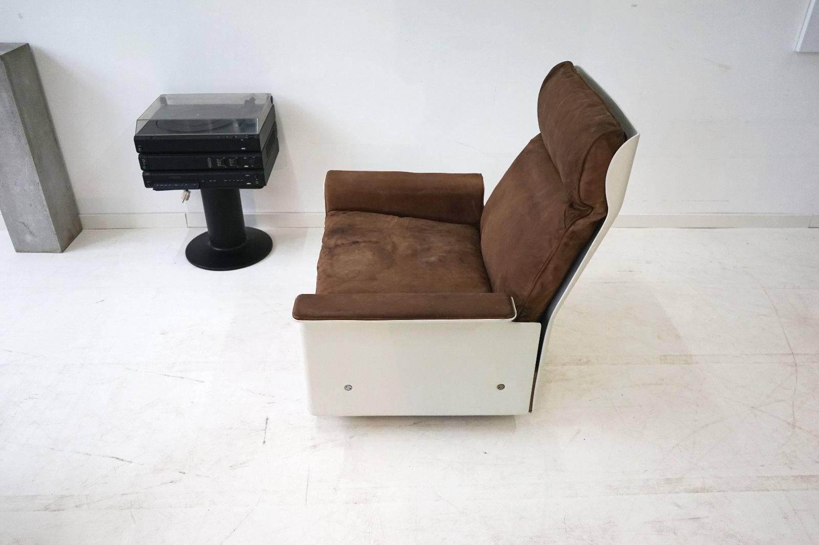 German Set of Two Lounge Armchairs Dieter Rams for Vitsoe, RZ 62 620, Nubuck Leather