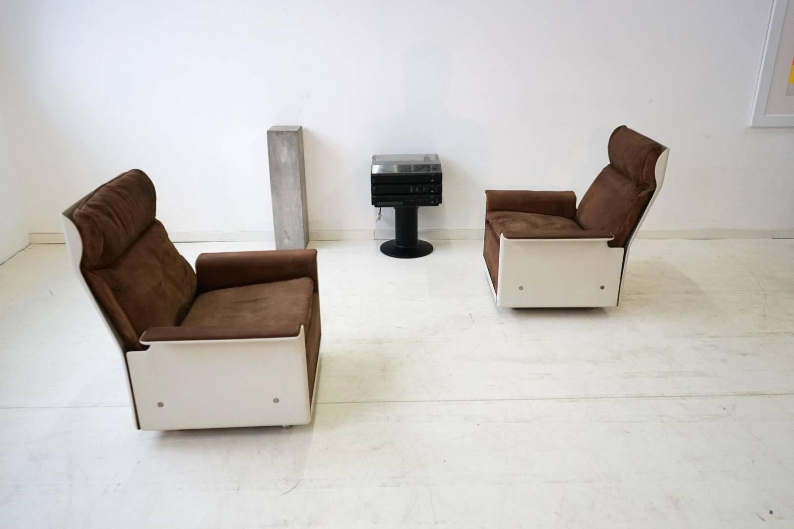 Set of Two Lounge Armchairs Dieter Rams for Vitsoe, RZ 62 620, Nubuck Leather 1
