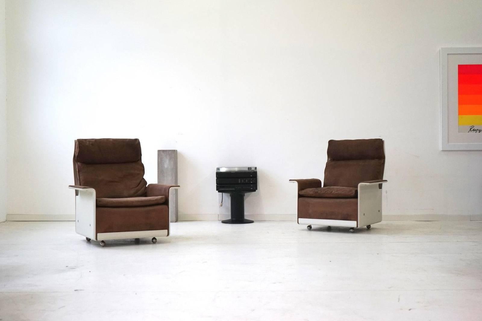 Set of Two Lounge Armchairs Dieter Rams for Vitsoe, RZ 62 620, Nubuck Leather 3