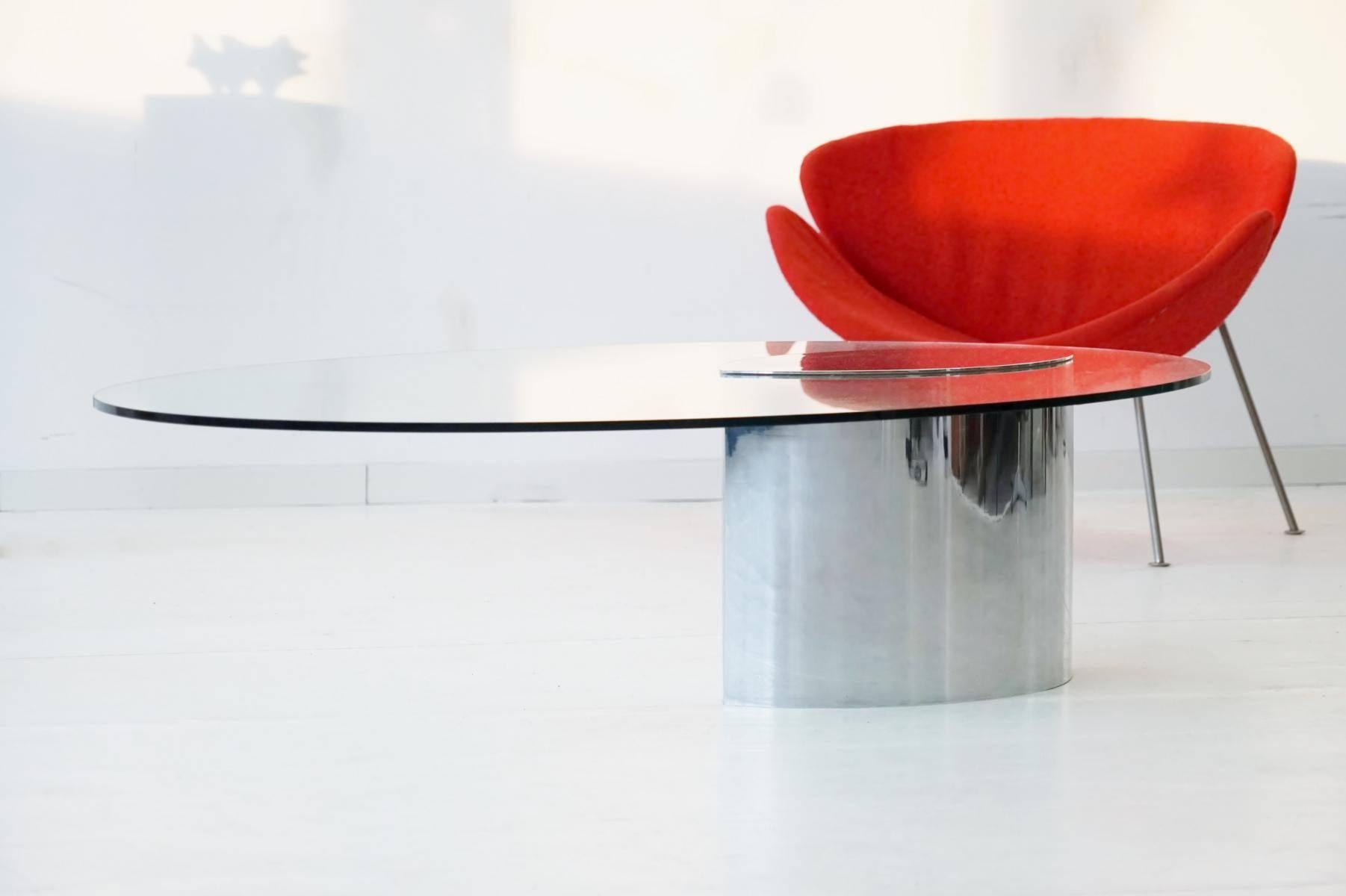 Mid-Century Modern Sofa Couch Glass Coffee Side Table Lunario by Cini Boeri for Gavina, 1970s Italy