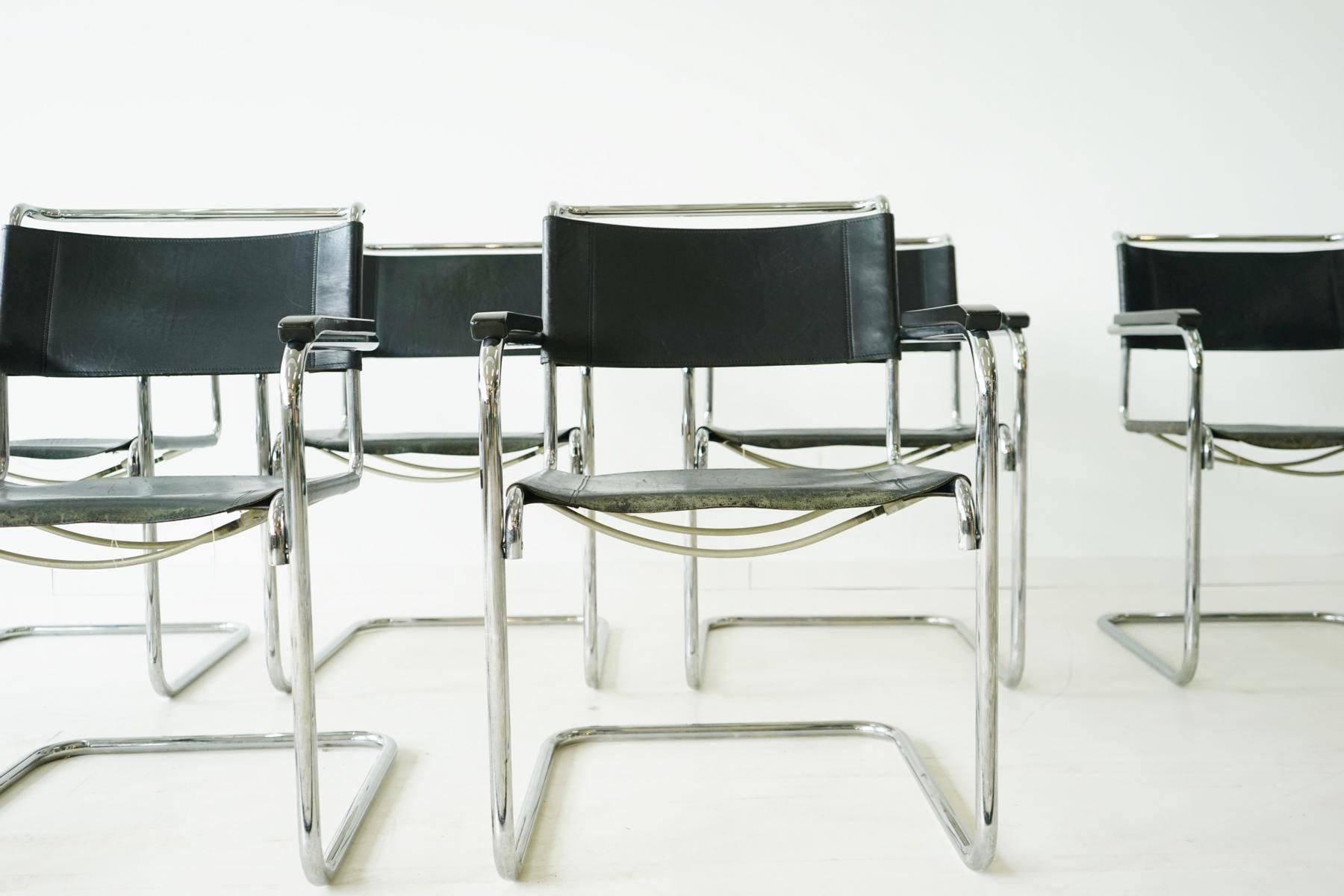 German Set of Six Thonet Cantilever Armchairs S34 by Mart Stam, 1927 Bauhaus