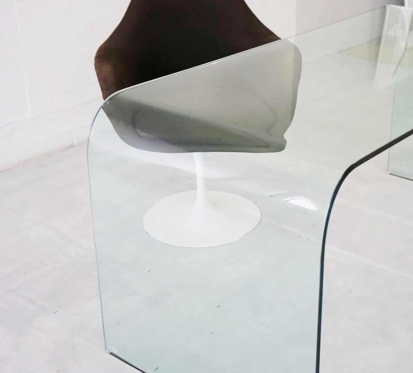 Fiam Italia Foglio Glass Desk Writing Dining Table by Angelo Cortesi, Italy 1