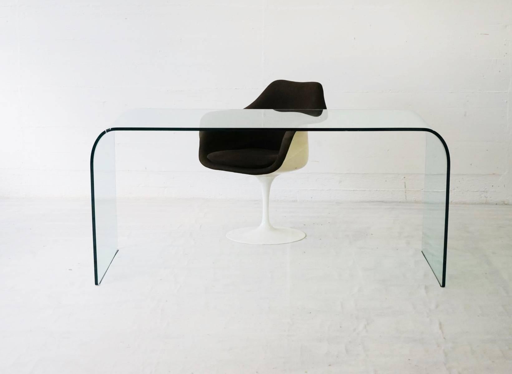 Fiam Italia Foglio Glass Desk Writing Dining Table by Angelo Cortesi, Italy 2