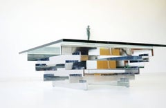 Couchtisch/Beistelltisch aus Chromglas von Zaruch