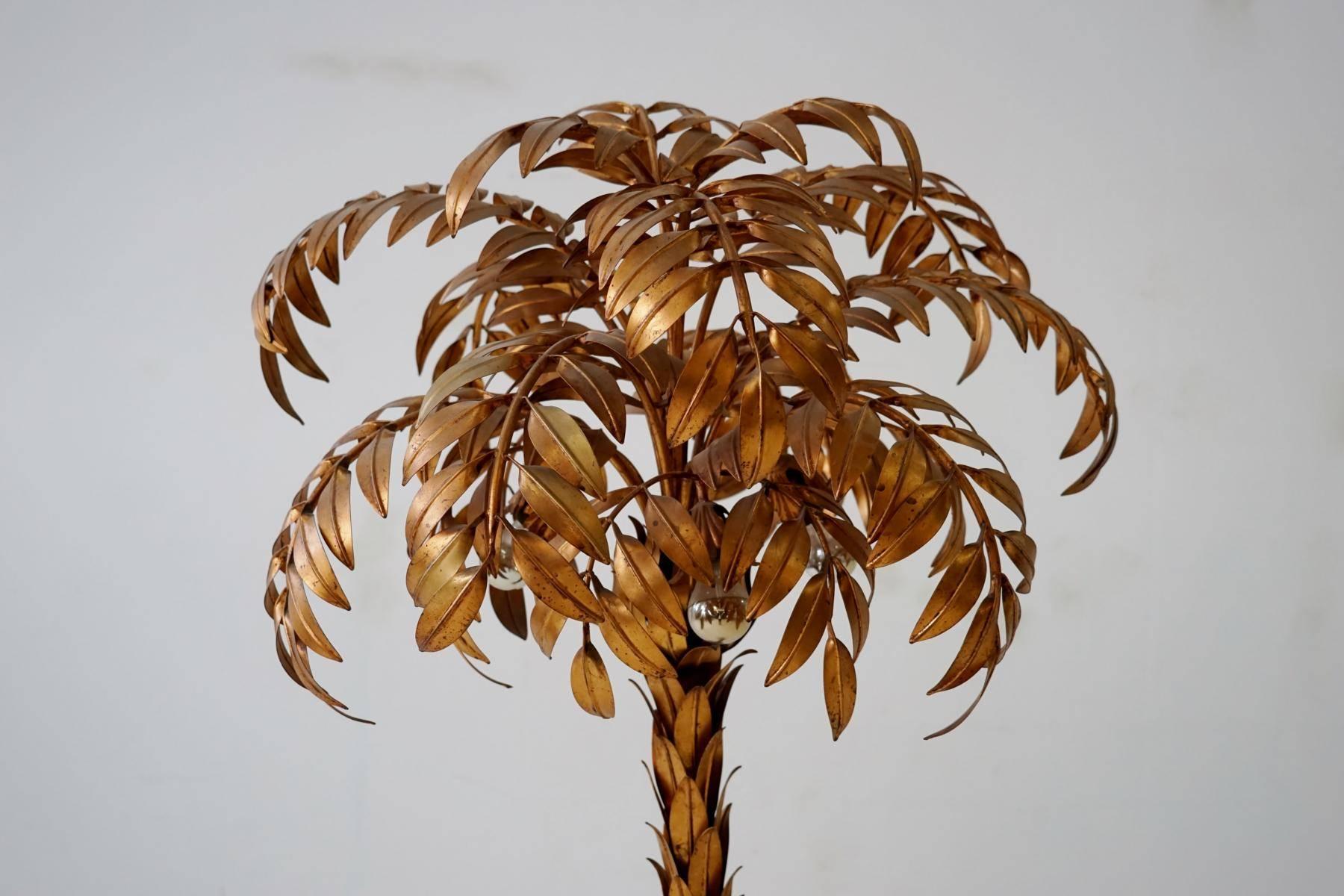 Golden Palm Tree Floor Lamp by Hans Kögl, 1970s, Germany 3