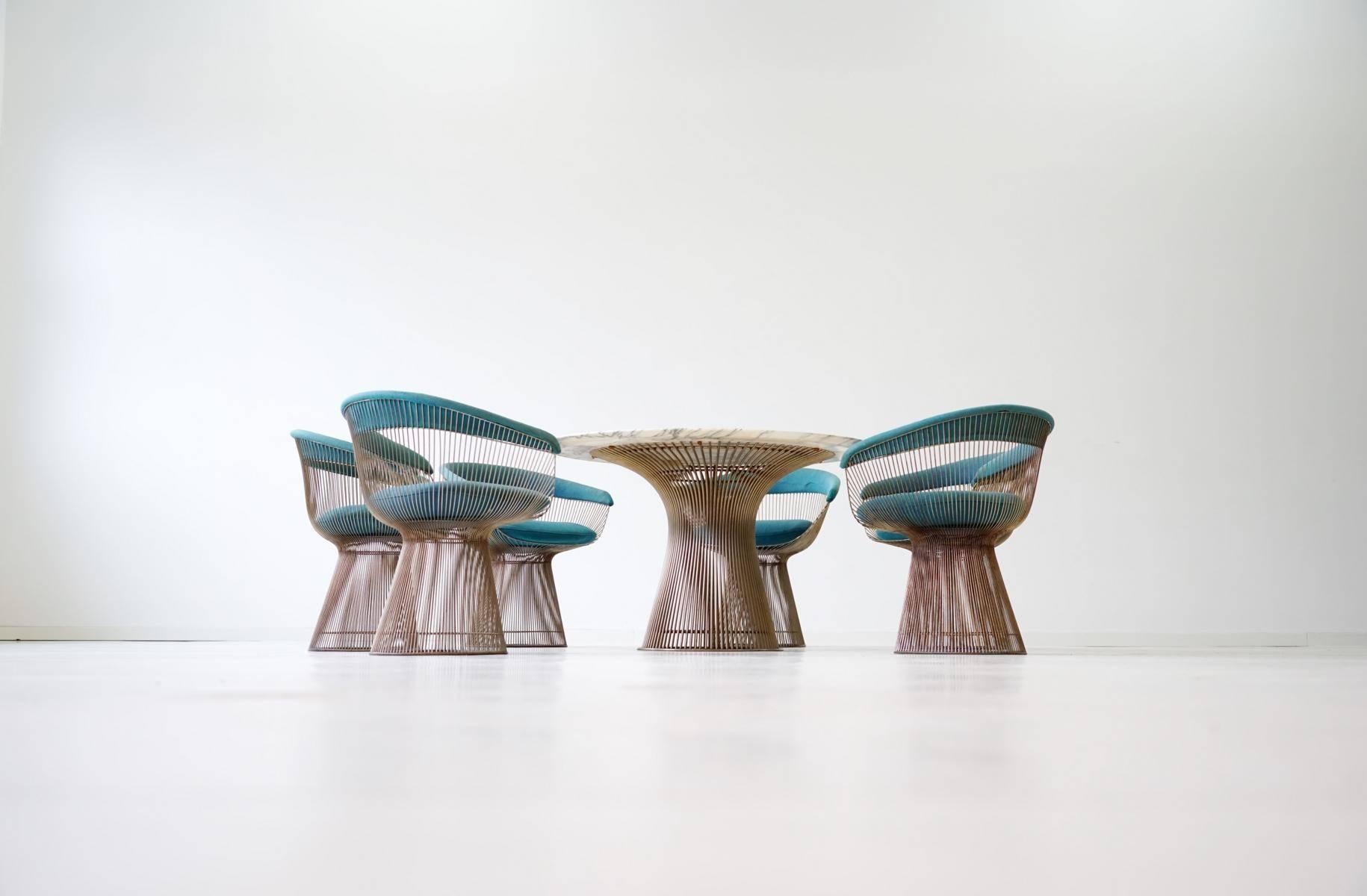 Fabric Set of Dining Table & Six Side Chair by Warren Platner Knoll International 1960s