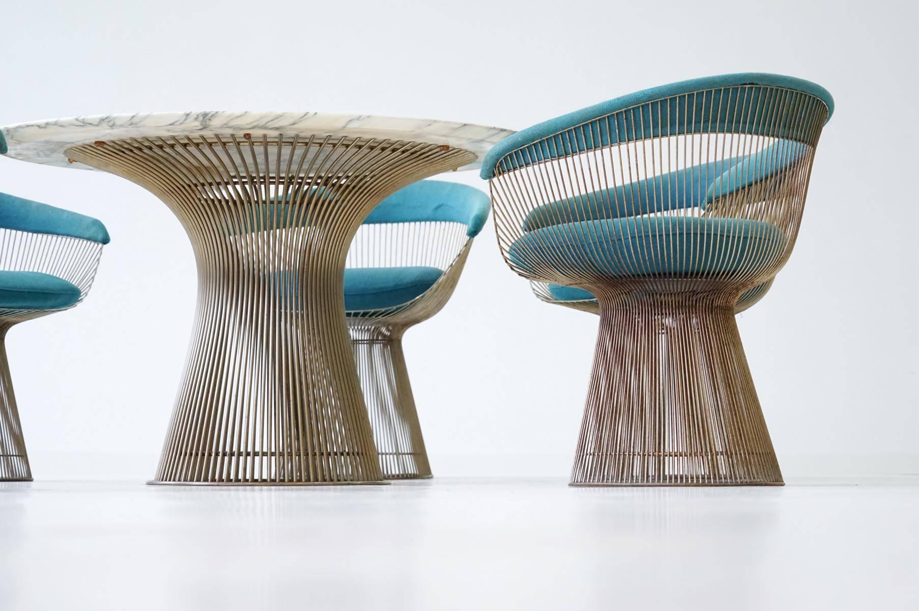 American Set of Dining Table & Six Side Chair by Warren Platner Knoll International 1960s