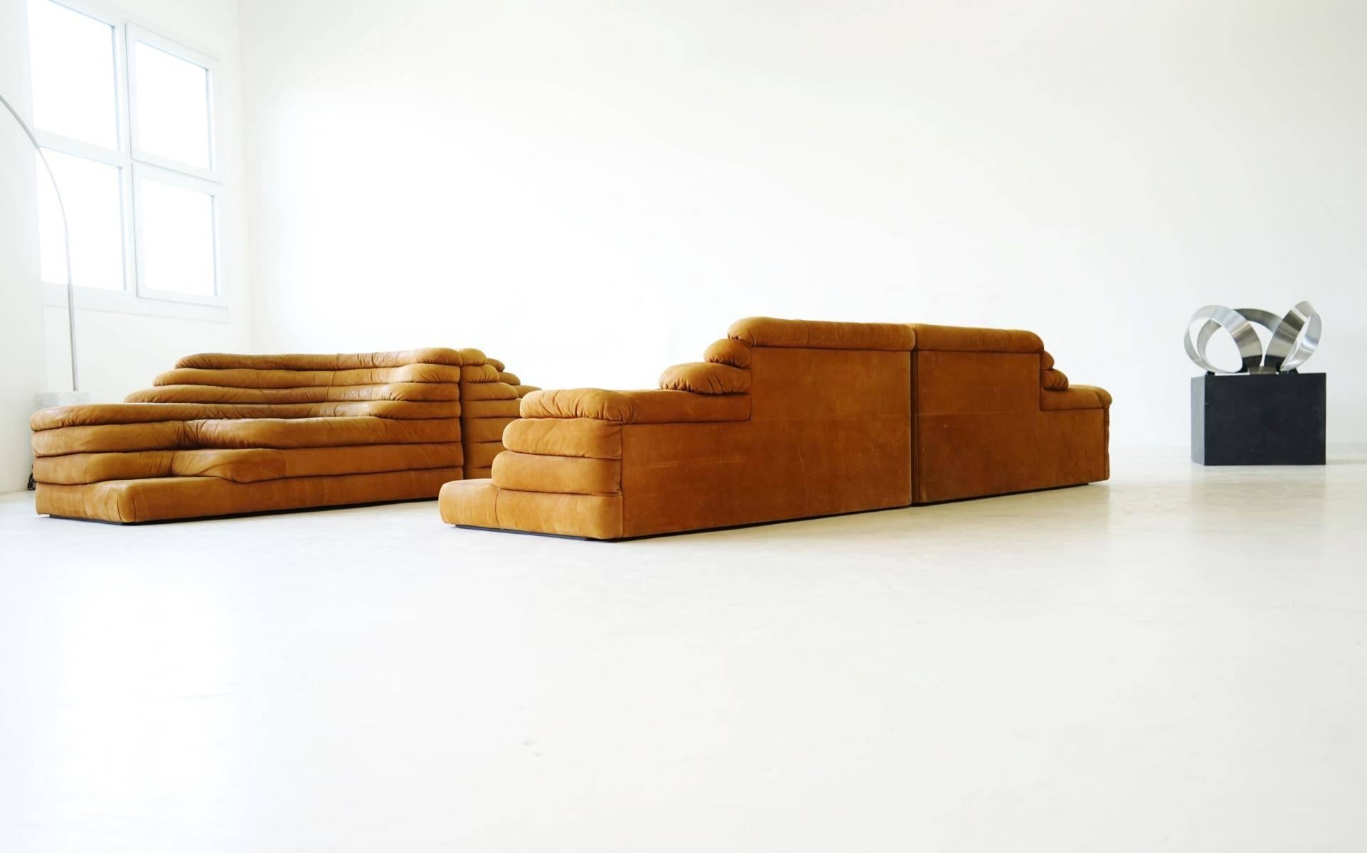 Leather Original Set of Four DS 1025 Terrazza by Ubald Klug De Sede Lounge Sofa Canapé