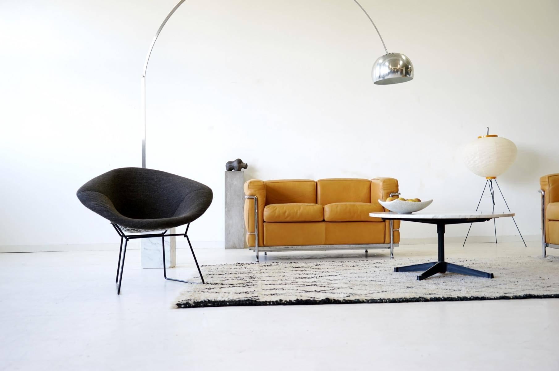 Steel Diamond Wire Side Lounge Armchair by Bertoia Knoll International, Midcentury
