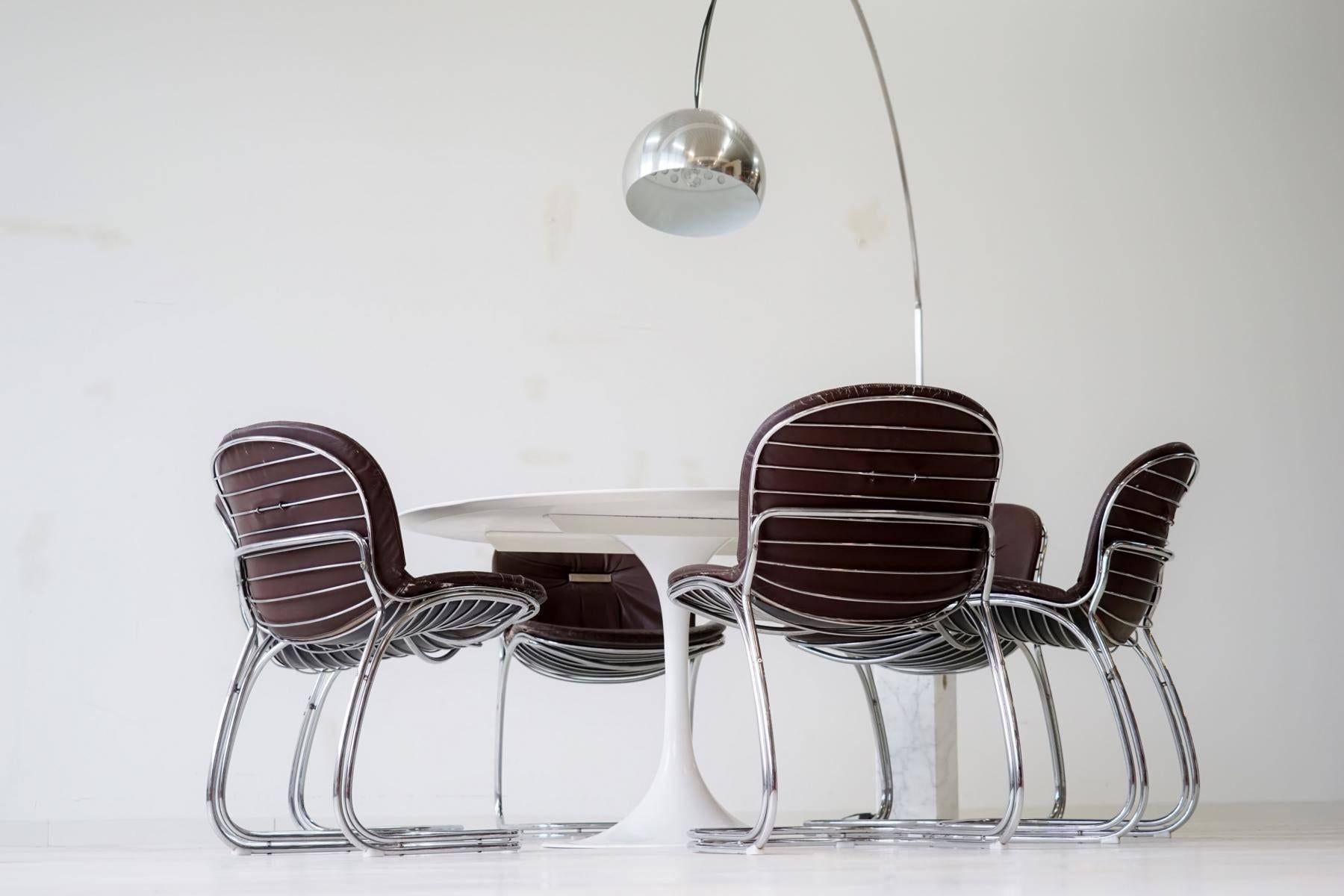 Set of Six Gastone Rinaldi Sabrina Dining Cantilever Chairs Italy, 1970s 3