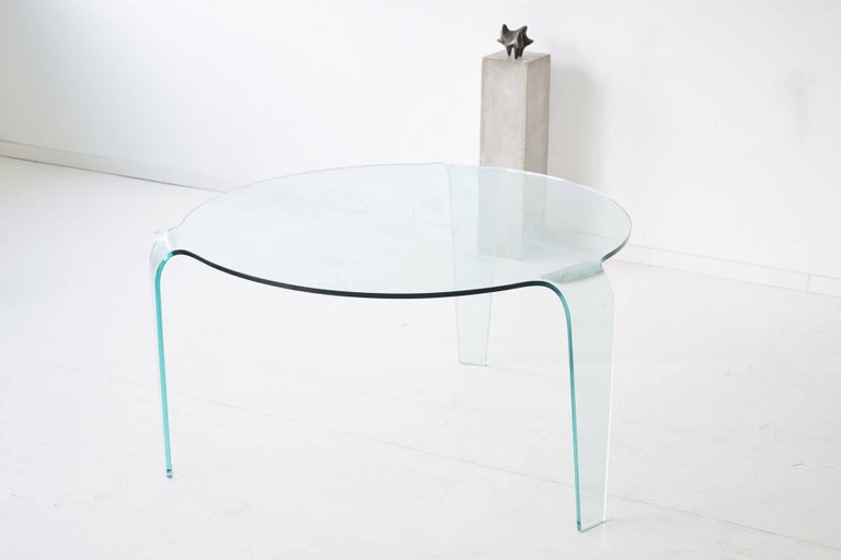 Roche Bobois Glass Dining Table from One Piece Three Legs Design