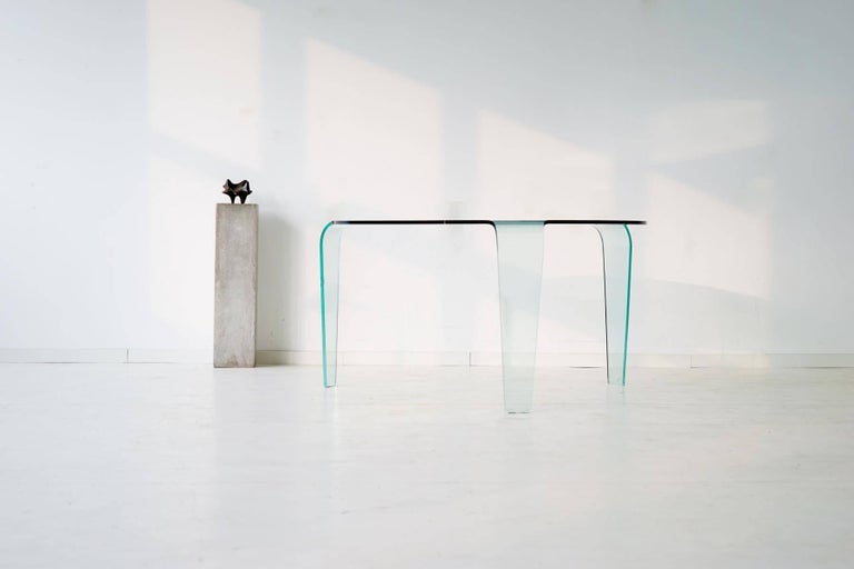 Roche Bobois Glass Dining Table from One Piece Three Legs Design