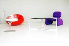 Glass Chrome Coffee Side Cocktail Couch Table, 1960s