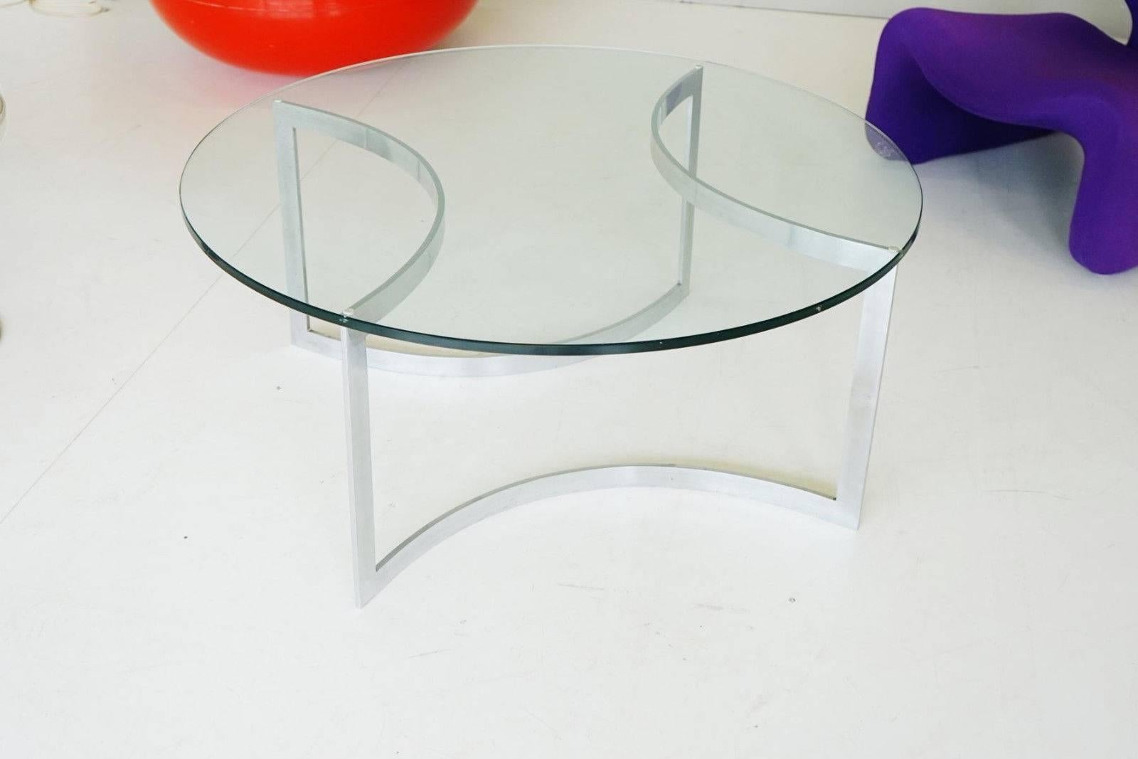 Glass Chrome Coffee Side Cocktail Couch Table, 1960s In Good Condition For Sale In Telgte, DE