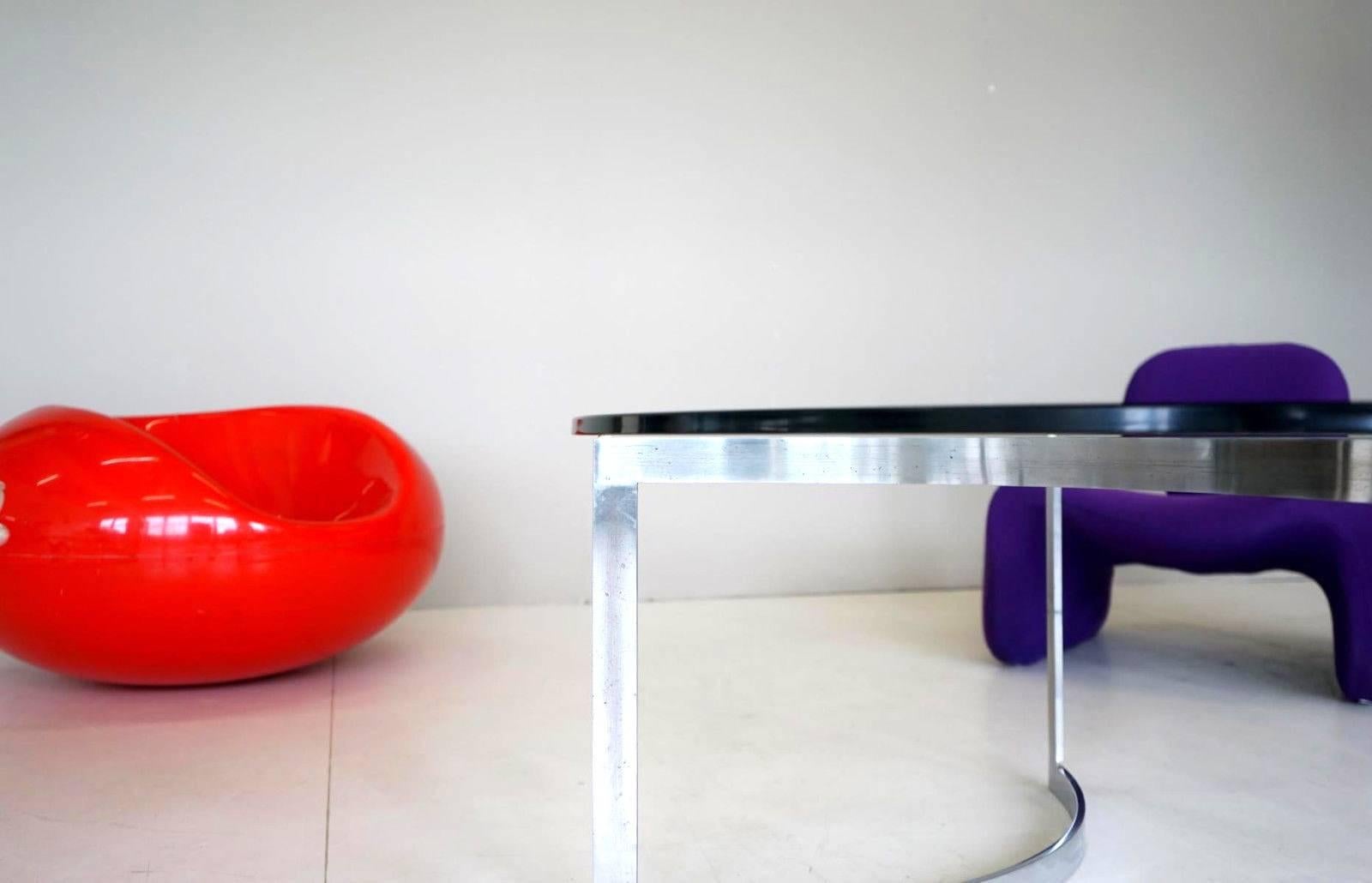 Steel Glass Chrome Coffee Side Cocktail Couch Table, 1960s For Sale