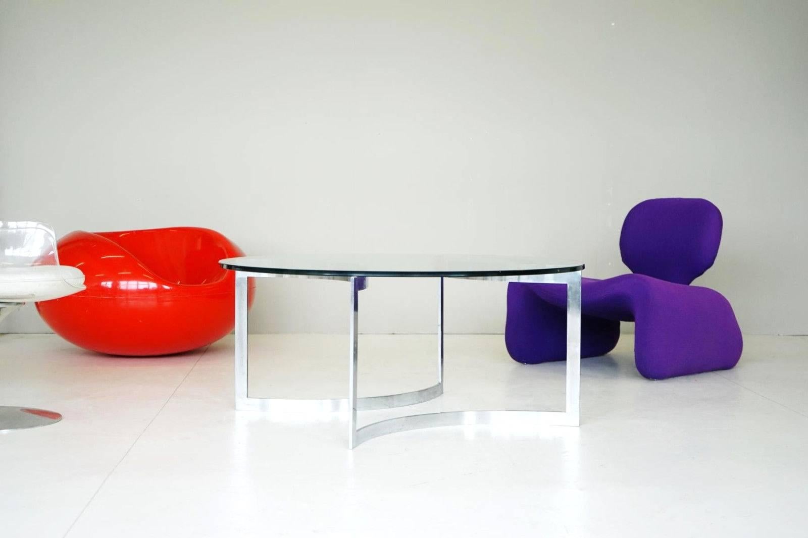 Mid-Century Modern Table basse ou commode d'appoint pour cocktail en verre et chrome, années 1960 en vente