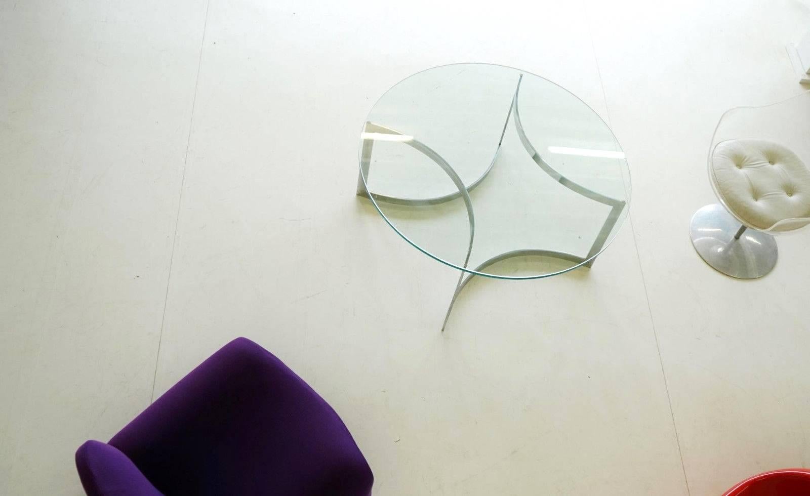 Milieu du XXe siècle Table basse ou commode d'appoint pour cocktail en verre et chrome, années 1960 en vente
