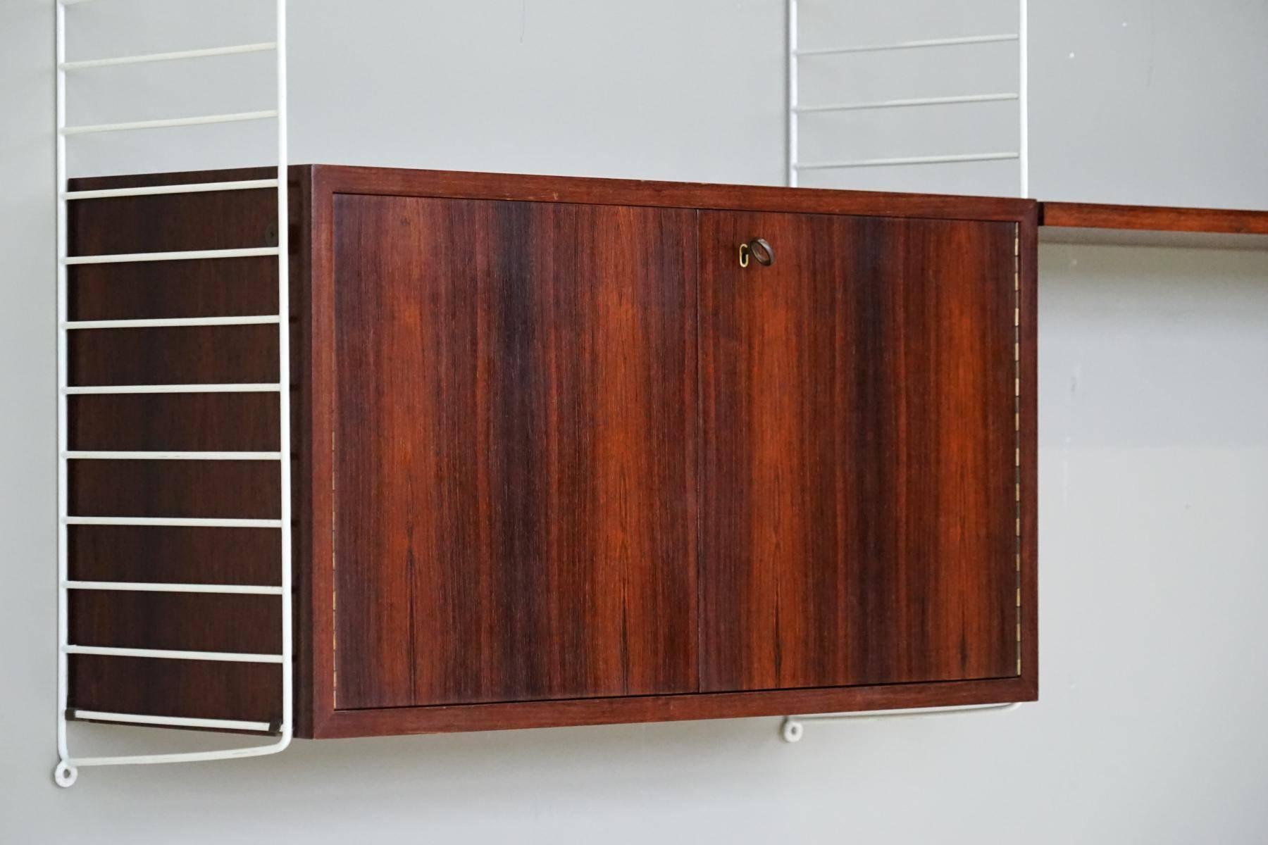 Mid-20th Century Box and Wall Unit String Shelf Rack System by Nisse Strinning, 1960s For Sale