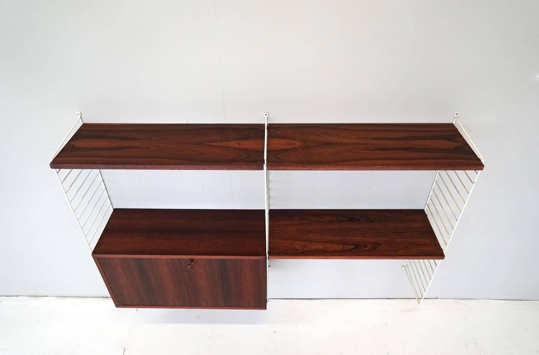 Mid-Century Modern Box and Wall Unit String Shelf Rack System by Nisse Strinning, 1960s For Sale