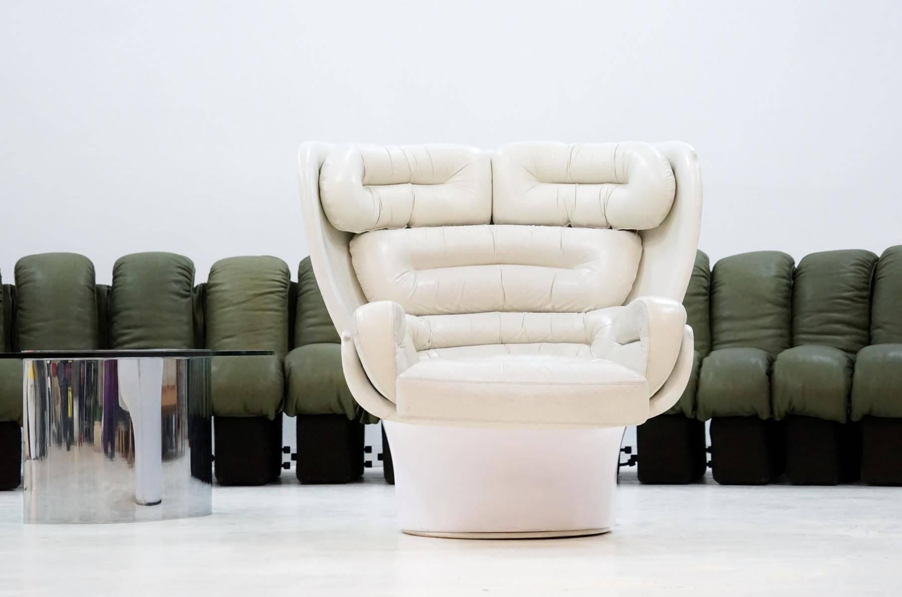 Joe Colombo Elda Lounge Armchair for Comfort Italy Design Leather, 1963 3