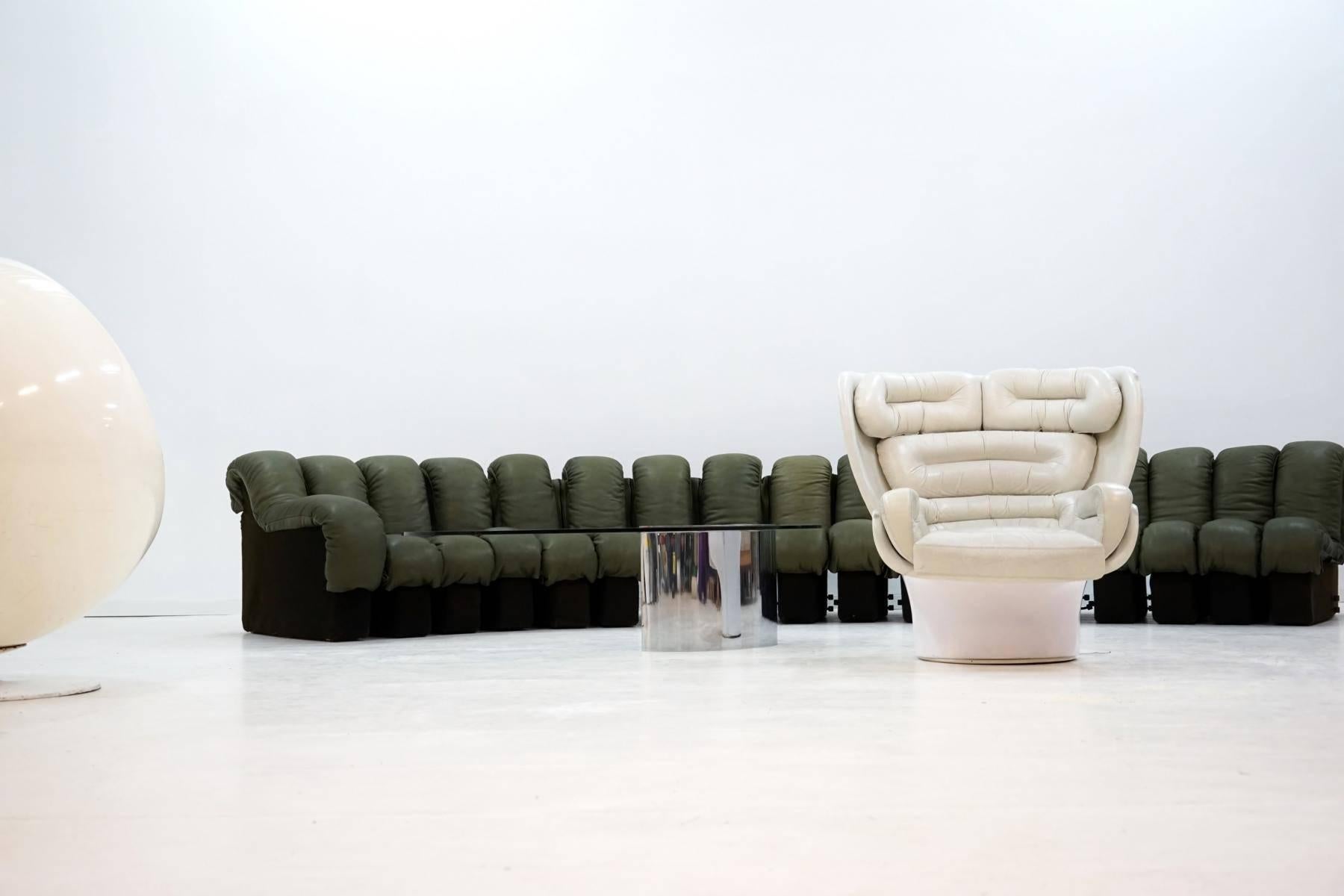 Italian Joe Colombo Elda Lounge Armchair for Comfort Italy Design Leather, 1963