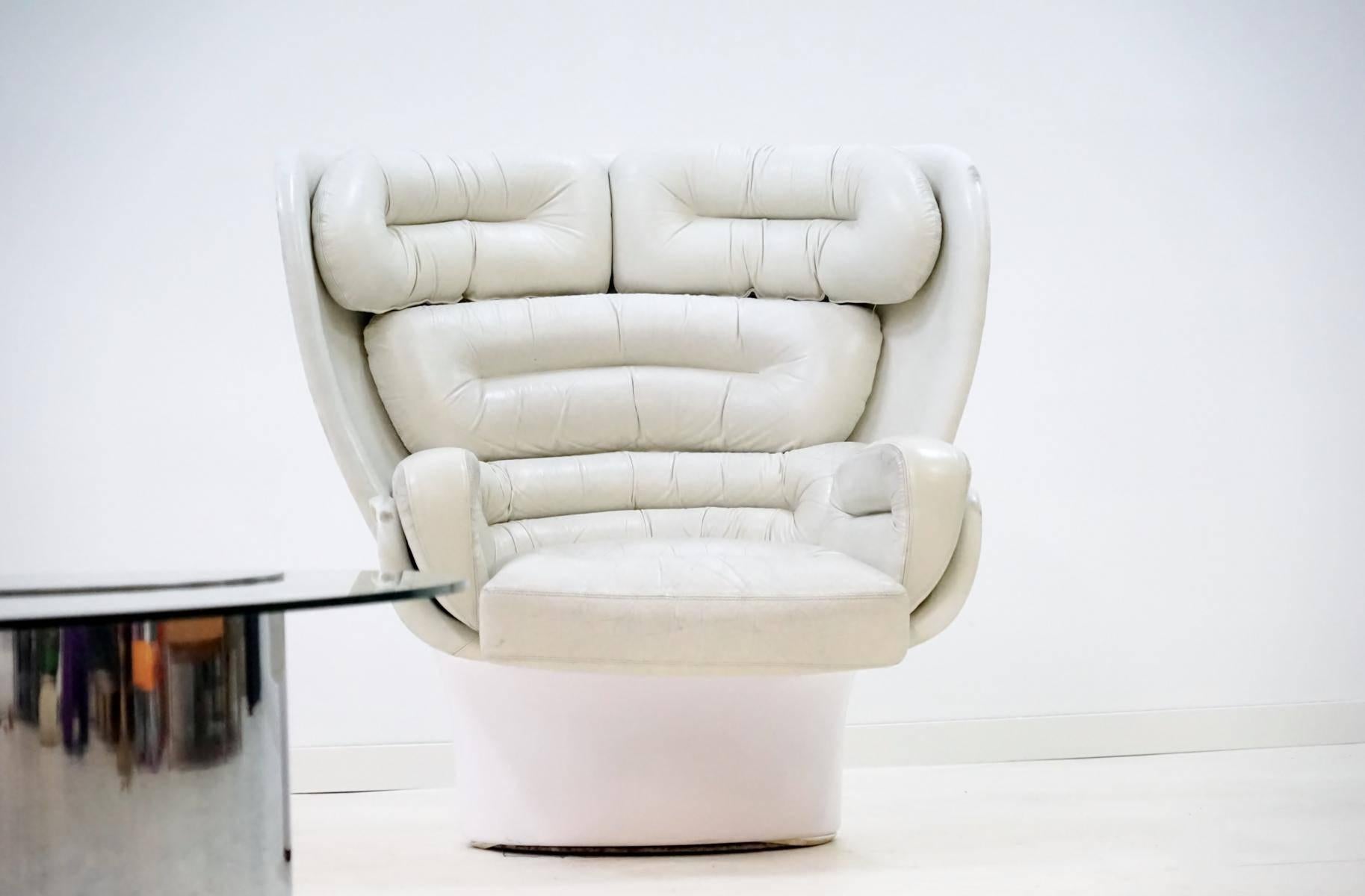 Mid-Century Modern Joe Colombo Elda Lounge Armchair for Comfort Italy Design Leather, 1963