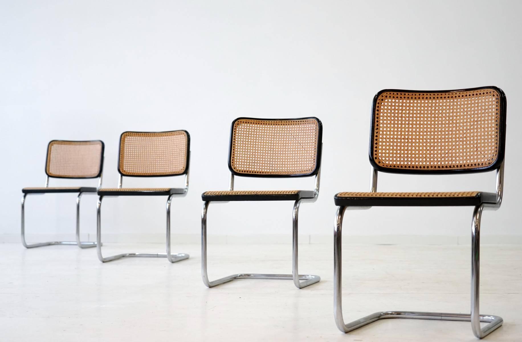 Set of Four S 32 Cantilever Chair by Marcel Breuer Mart Stam for Thonet, 1920s In Good Condition In Telgte, DE