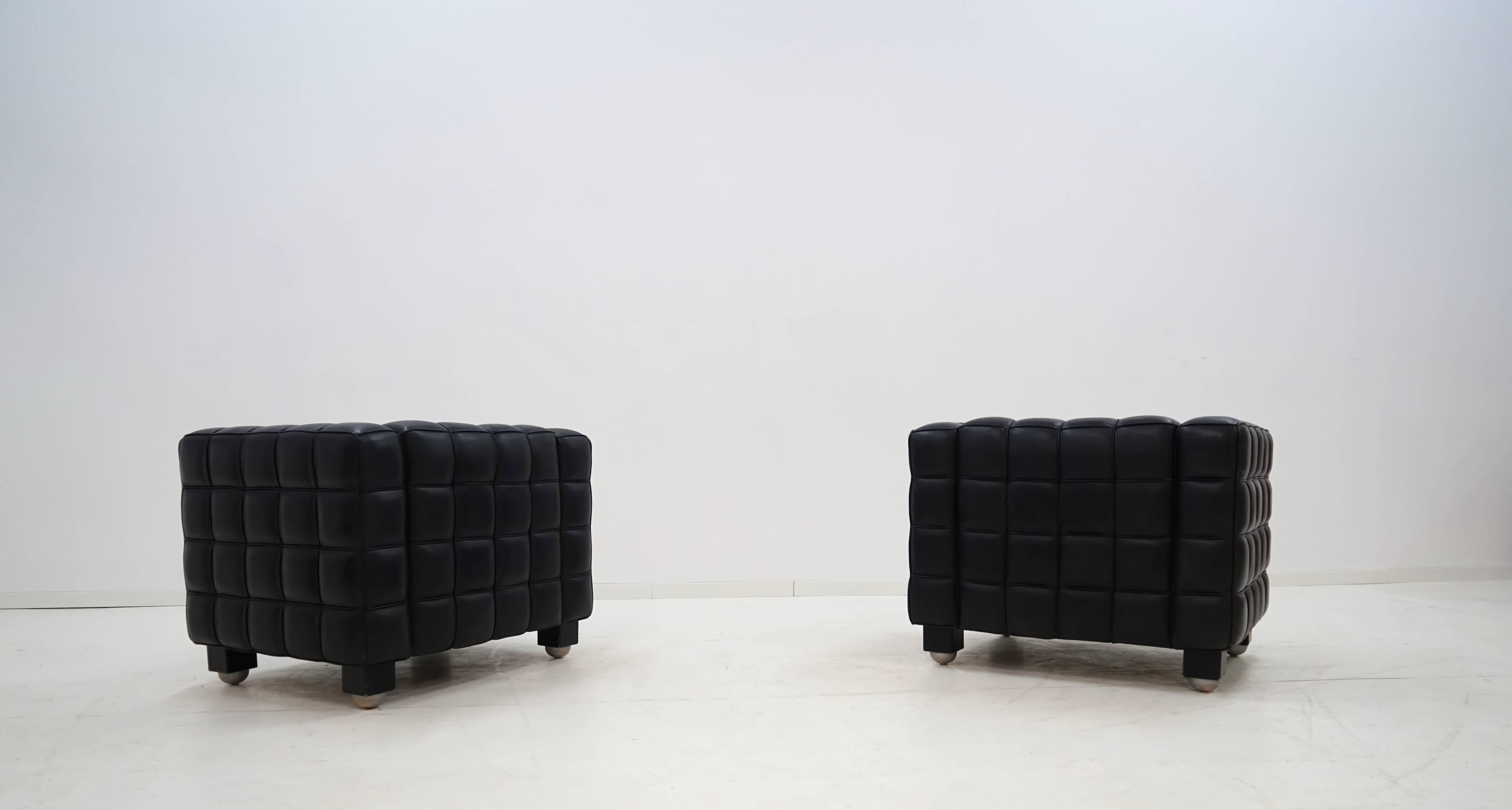 Leather Kubus Armchair Lounge Chair by Josef Hoffmann Wittmann