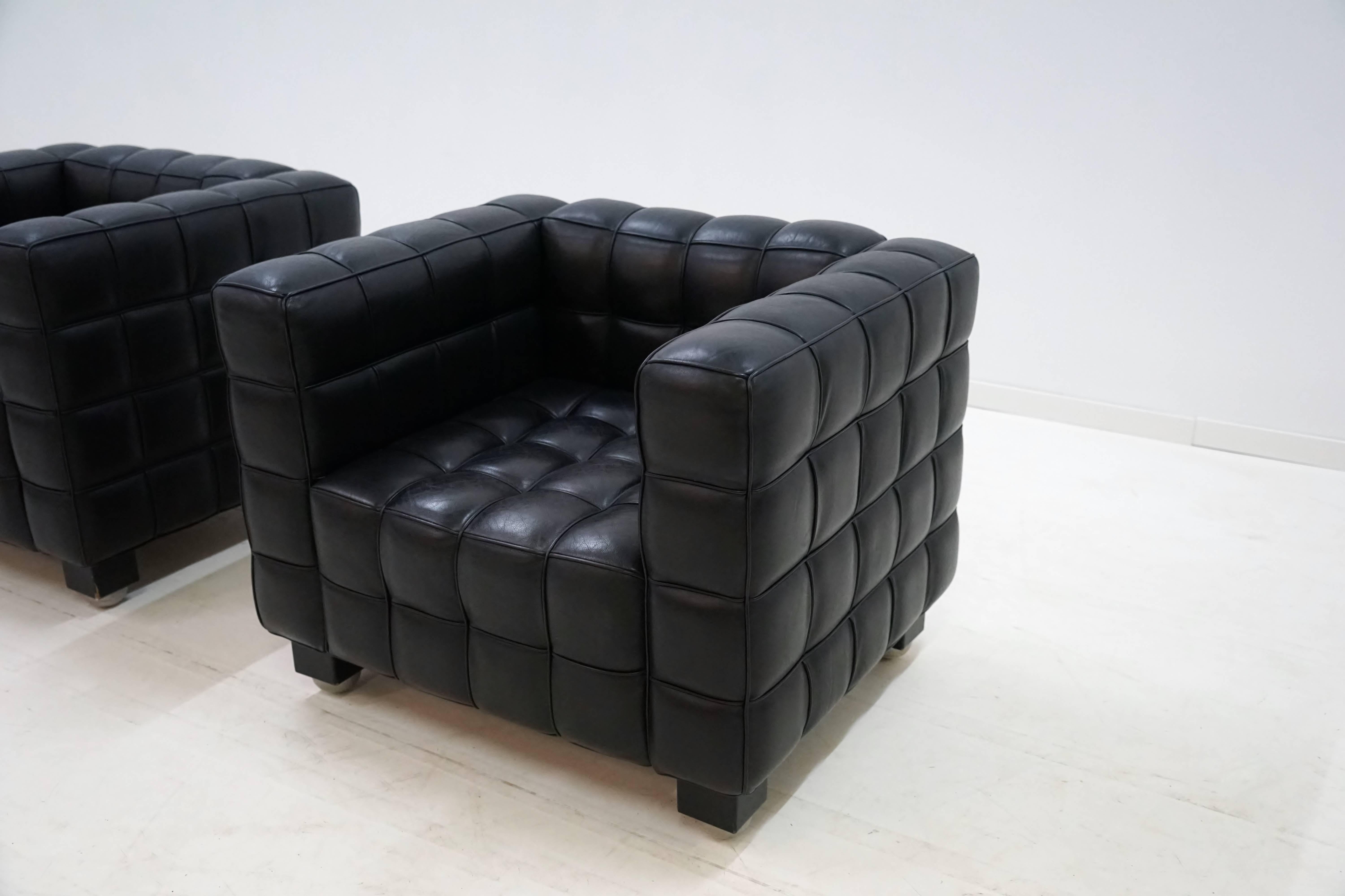 Mid-Century Modern Kubus Armchair Lounge Chair by Josef Hoffmann Wittmann