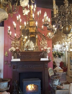 Large Iron Doré Chandelier, Early 20th Century