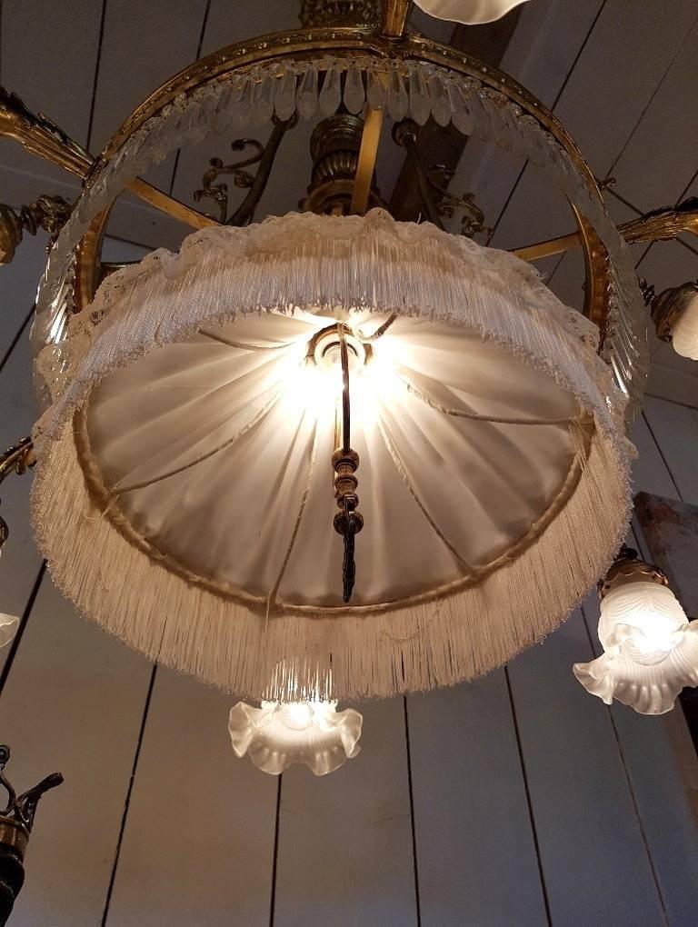20th Century French Chandelier with Pulley-System, Nine Lights, Dragon Ornaments, Early 1900 For Sale