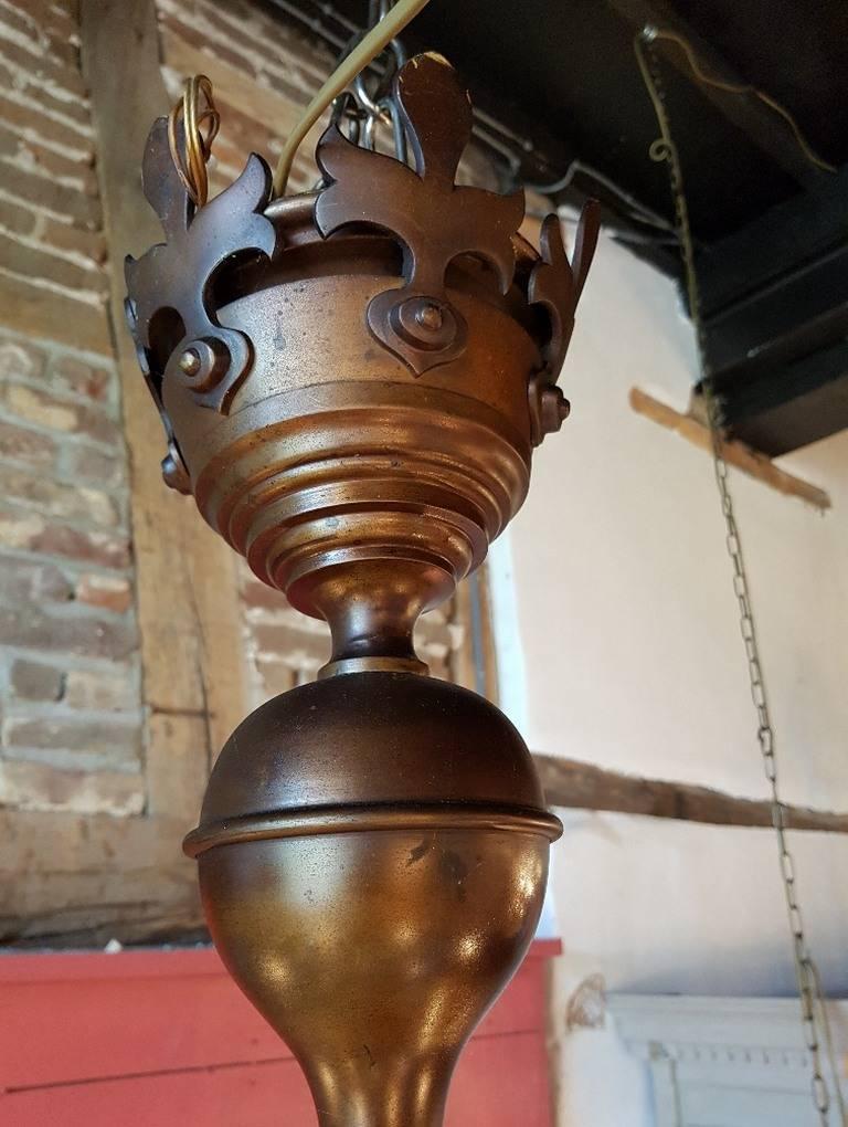 Brass Large Bronze Chandelier, Flemish Style, Early 20th Century For Sale