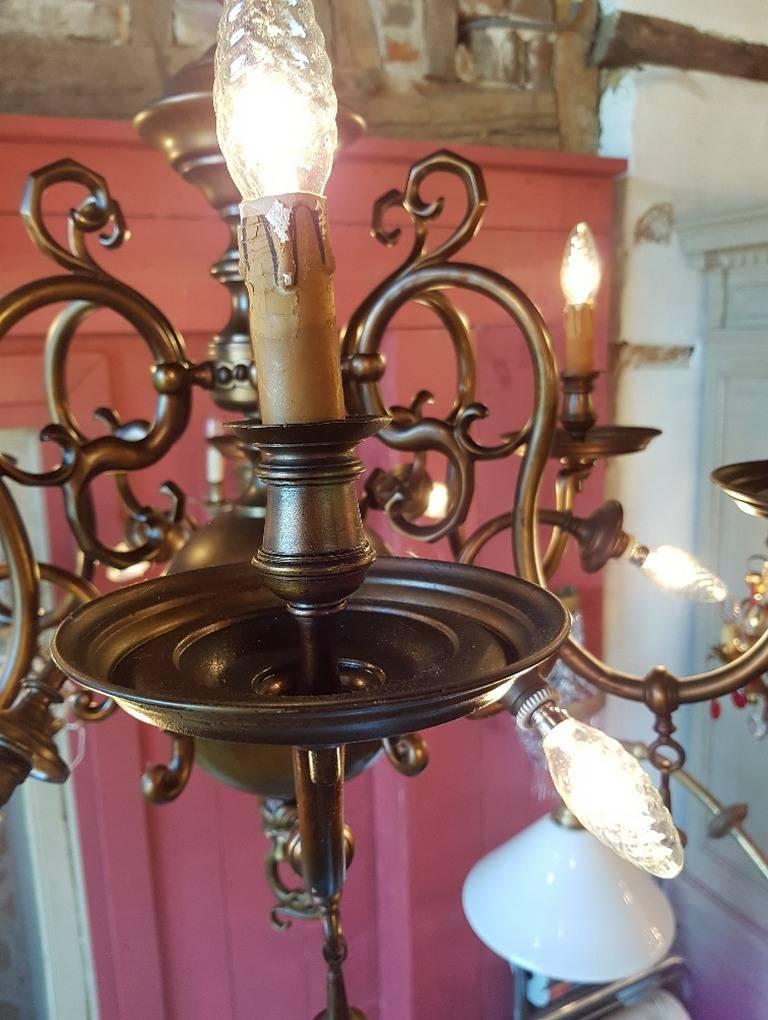 Large Bronze Chandelier, Flemish Style, Early 20th Century For Sale 2