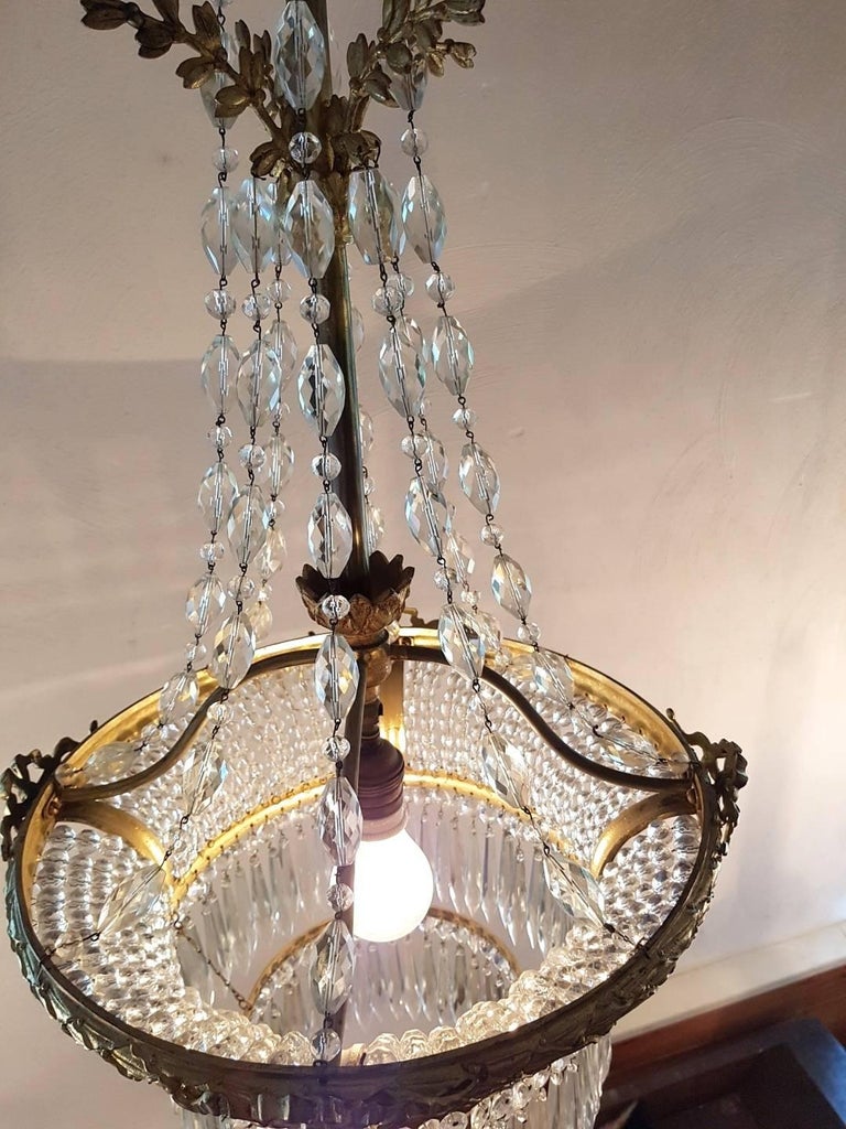 Delicate Bronze And Crystal Chandelier With One Light For At 19th Century Delicate Bronze And Crystal Chandelier With One Light For
