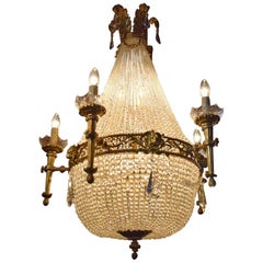 French Empire Style Gilt Bronze Sac De Pearle with Thirteen Lights, Early 1900