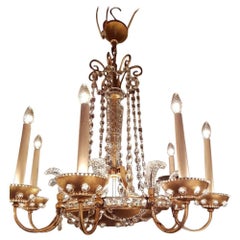 Beautiful Chandelier in Baguès Style with a Gilt Iron Frame, 28 Lights