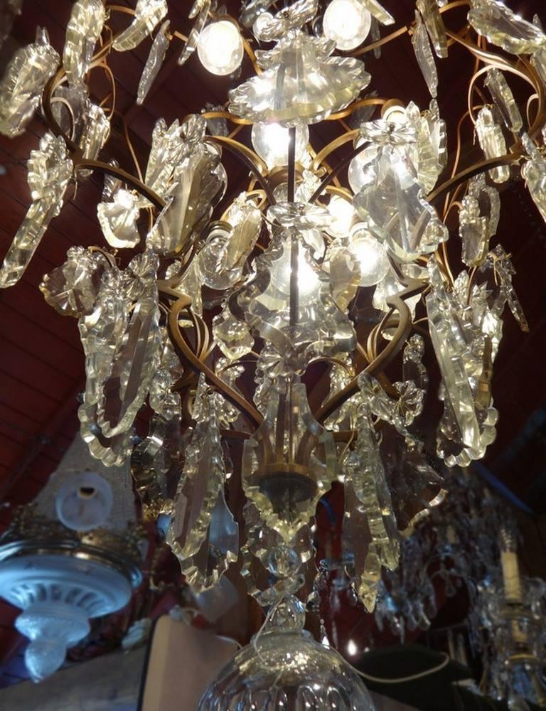 Unique Set of Two Large French Chandeliers with Huge Crystals, identical In Good Condition For Sale In Oldebroek, NL