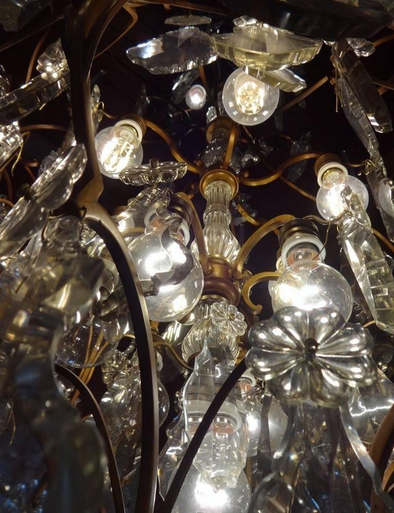 20th Century Unique Set of Two Large French Chandeliers with Huge Crystals, identical For Sale