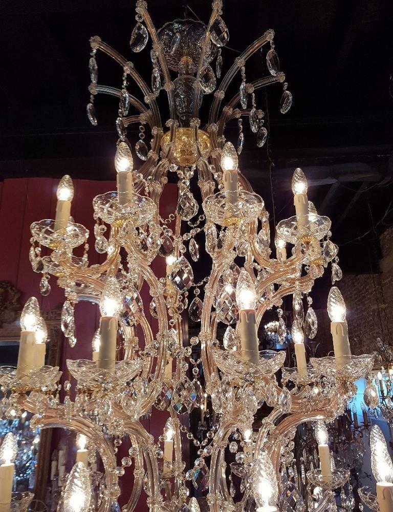 Metal Large new Maria Therese Chandelier with 31 Lights, Italian crystal, 21st Century For Sale
