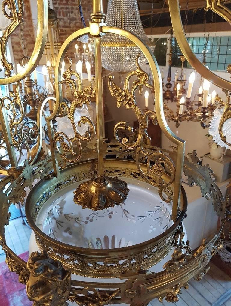 Large French Chandelier with Nine-Lights and a Coupe of Venetian Cut Glass For Sale 1