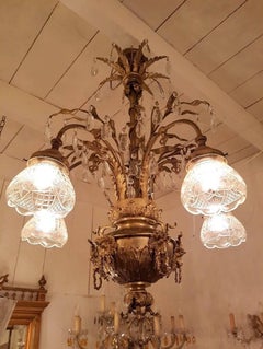 French Chandelier with Victorian Cut-Glass, Late 19th Century